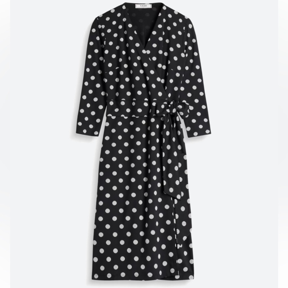 Black and cream wrap dress